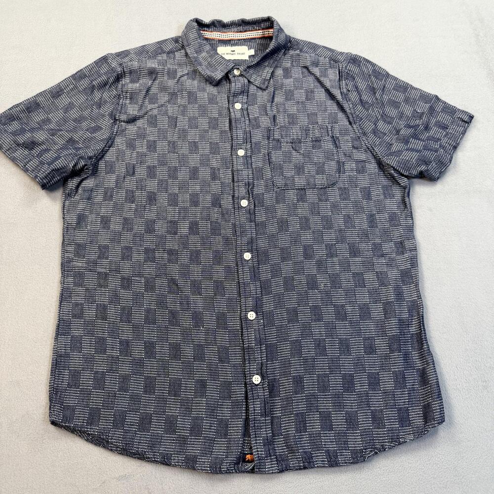 The Normal Brand Shirt Mens Large Blue Geometric Short Sleeve Button Up Casual